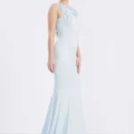 Aaliyah – Elegant Sky Blue Backless Evening Gown with Floral