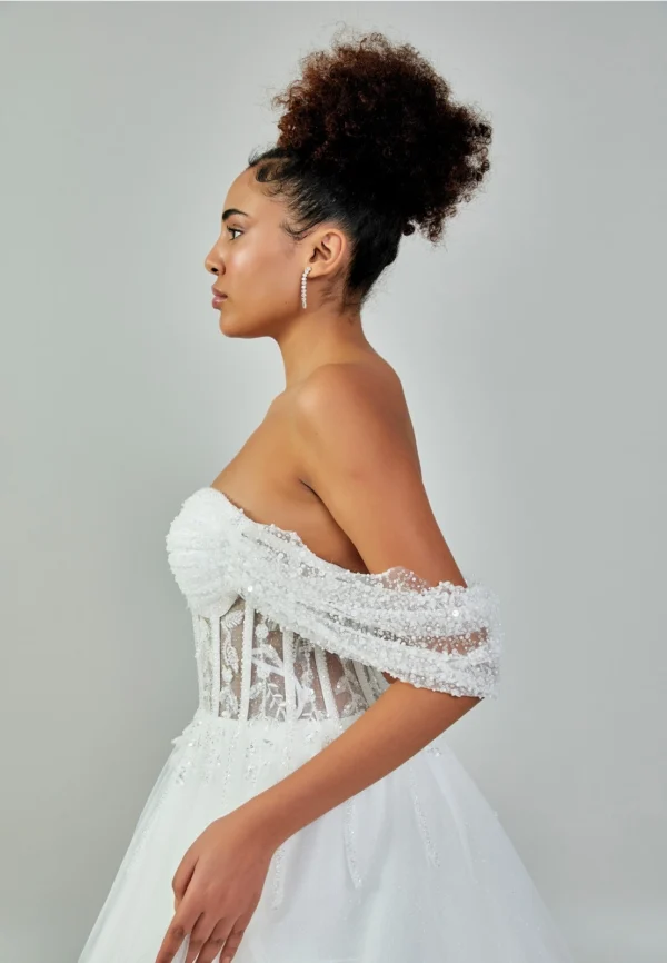 Amaya Ethereal Off-Shoulder Tulle Wedding Dress