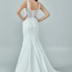 Amélie – Lace Embellished Mermaid Wedding Gown with Side Slit - Back Look