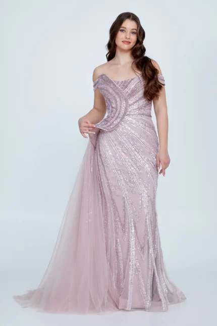 Arabella – Sequin Embellished Off-Shoulder Evening Gown