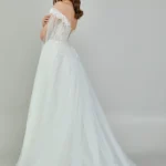 Artemis Off-Shoulder Floral Lace Wedding Gown with Tulle Cape