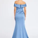 Asal – Off-Shoulder Satin Evening Gown with Statement Belt - Back Look