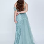 Ayla – Shimmering One-Shoulder Gown with Side Slit - Back Look