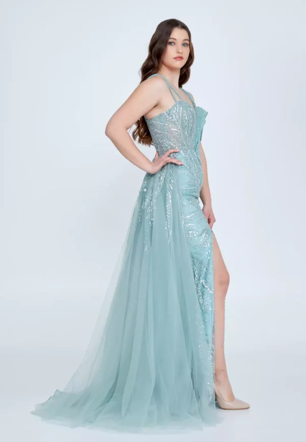 Ayla – Shimmering One-Shoulder Gown with Side Slit - Side Look