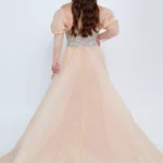 Azaam – Off-Shoulder Glittering Gown with Dramatic Train - Back Look