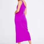 Banu – One-Shoulder Vibrant Midi Dress with Side Slit - Back Look