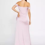 Bonita – Off-Shoulder Ruffled Gown with High-Low Hem - Pink Back Look