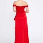 Bonita – Off-Shoulder Ruffled Gown with High-Low Hem - Red Back Look