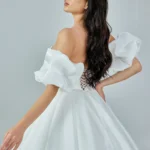 Diana – Elegant Off-Shoulder Gown with Dramatic Puff Sleeves - Back Look