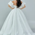 Diana – Elegant Off-Shoulder Gown with Dramatic Puff Sleeves - Back Look Full