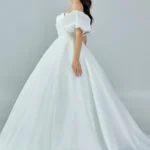 Diana – Elegant Off-Shoulder Gown with Dramatic Puff Sleeves - Side Look