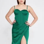 Dila – Elegant Asymmetrical Evening Dress Green