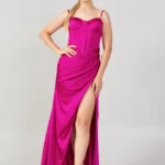 Dila – Elegant Asymmetrical Evening Dress - Pink