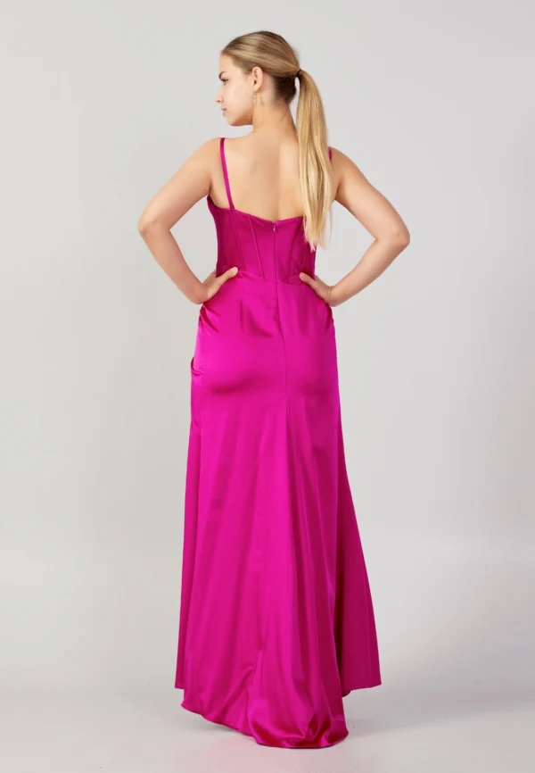 Dila – Elegant Asymmetrical Evening Dress - Pink Back Look