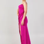 Dila – Elegant Asymmetrical Evening Dress - Pink Side Look