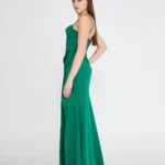 Dila – Elegant Asymmetrical Evening Dress - green Side Look