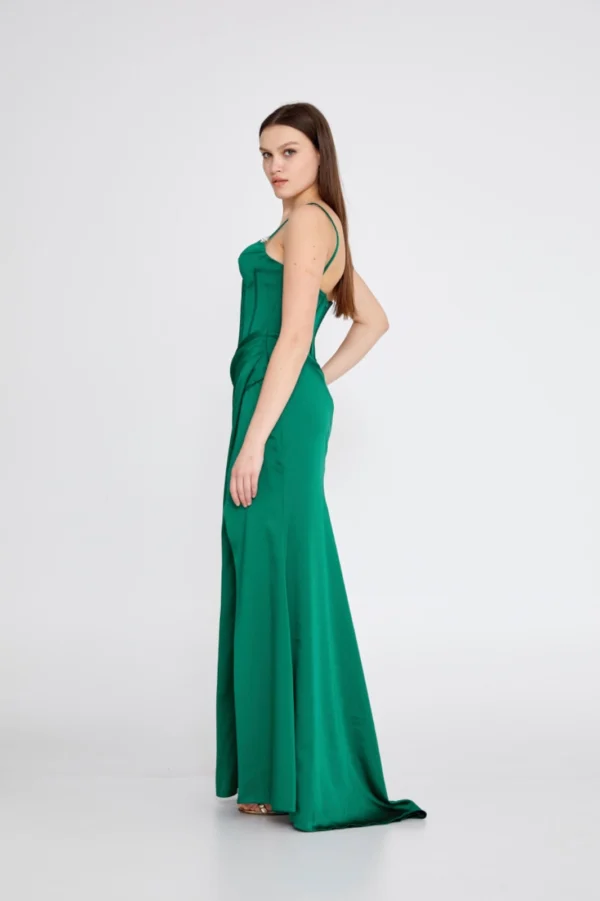 Dila – Elegant Asymmetrical Evening Dress - green Side Look