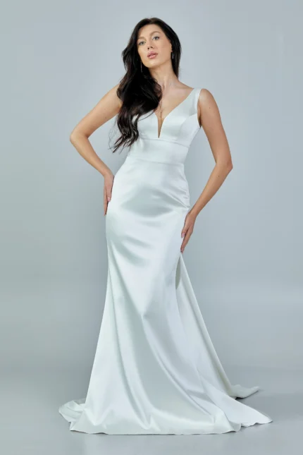 Elena – Sophisticated Satin Wedding Gown