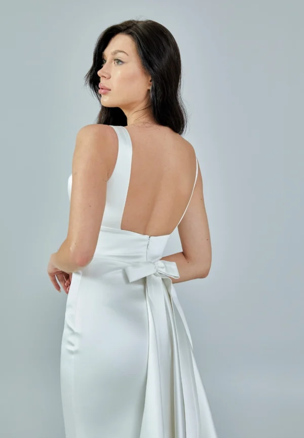 Elena – Sophisticated Satin Wedding Gown - Back Look