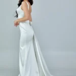 Elena – Sophisticated Satin Wedding Gown - Side Look