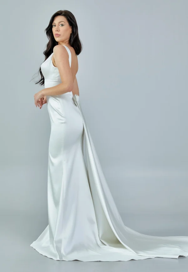 Elena – Sophisticated Satin Wedding Gown - Side Look