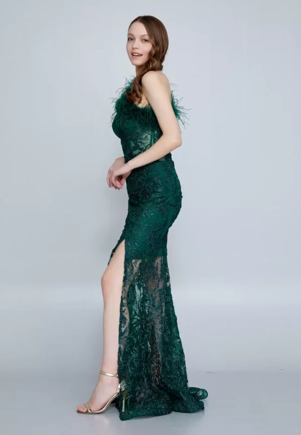 Habibe - Luxurious One-Shoulder Evening Gown - Side Look