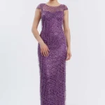 Jade – Elegant Beaded Cap Sleeve Evening Gown