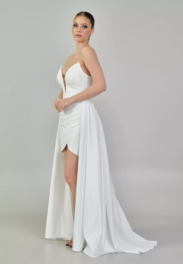 Jolie – Chic Strapless High-Low Evening Dress - Side Look