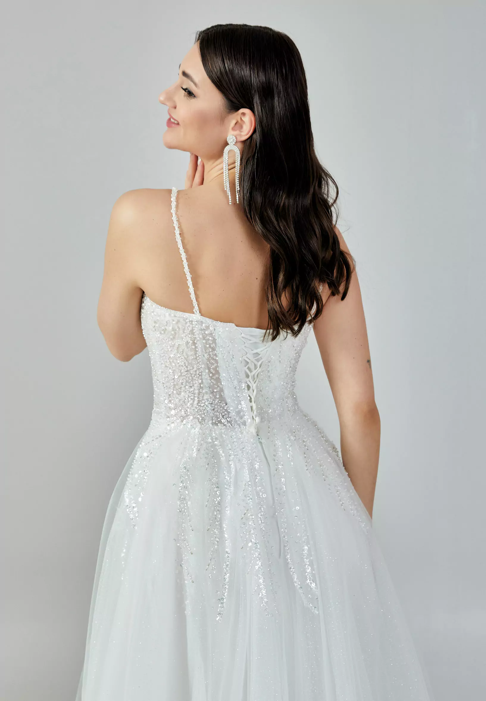 Lilia Sparkling Tulle Bridal Gown Back Look