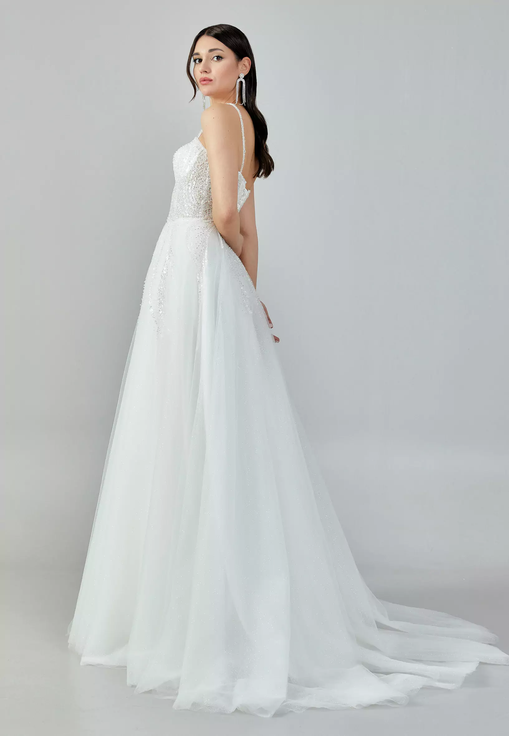 Lilia Sparkling Tulle Bridal Gown - Side Look