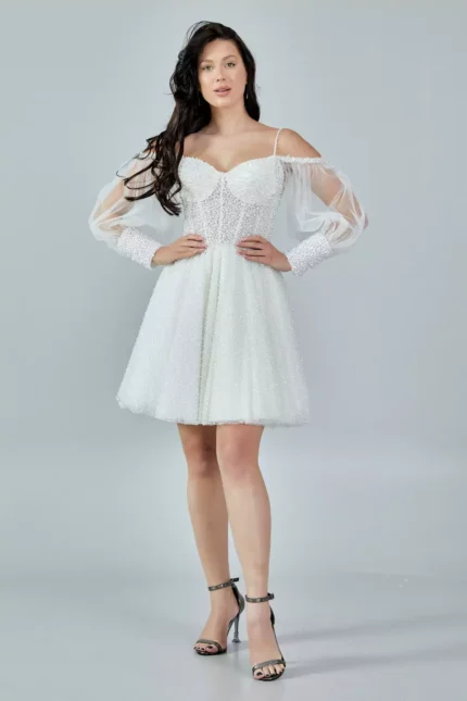 Livia Beaded Mini Bridal Dress