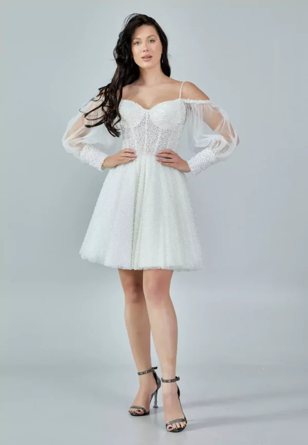 Livia Beaded Mini Bridal Dress