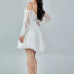 Livia Beaded Mini Bridal Dress Side Look