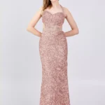 Louisa Glittering Halter Evening Gown