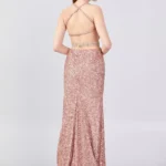 Louisa Glittering Halter Evening Gown Back Look