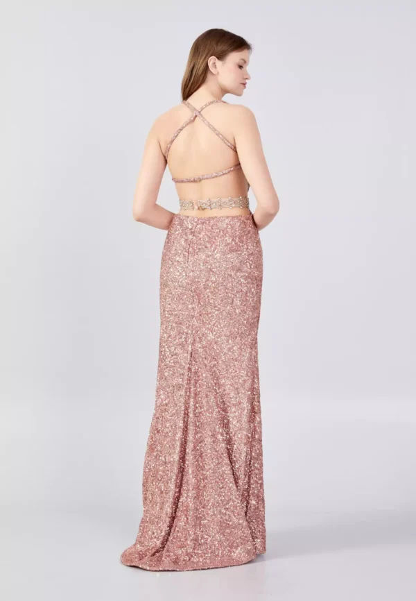 Louisa Glittering Halter Evening Gown Back Look