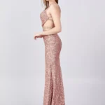 Louisa Glittering Halter Evening Gown Side Look