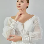 Luna Elegant Bridal Gown with Sheer Sleeves