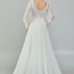 Luna Elegant Bridal Gown with Sheer Sleeves Tulle