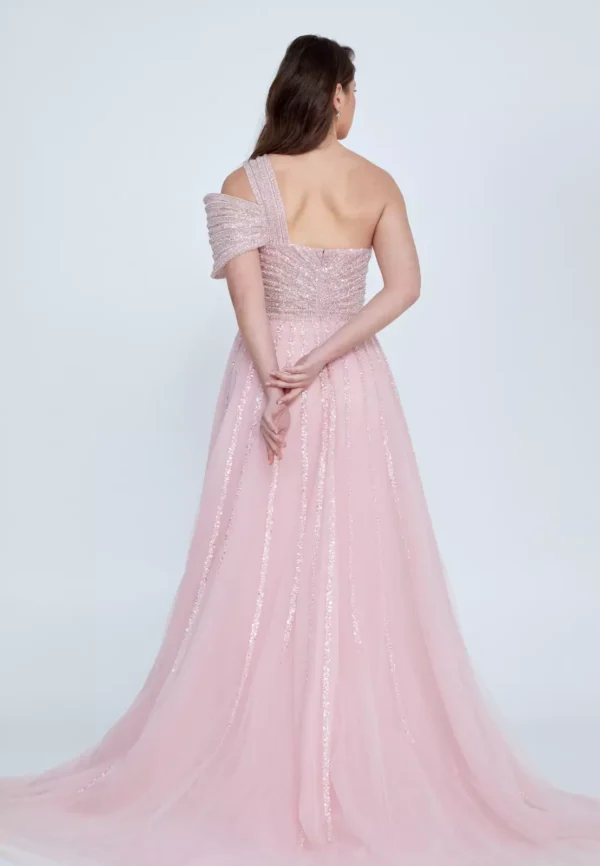 Lydia – Glamorous One-Shoulder Evening Gown Back Look