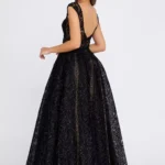 Melis – Black Lace Ball Gown with Sparkling Detailing - Side Look