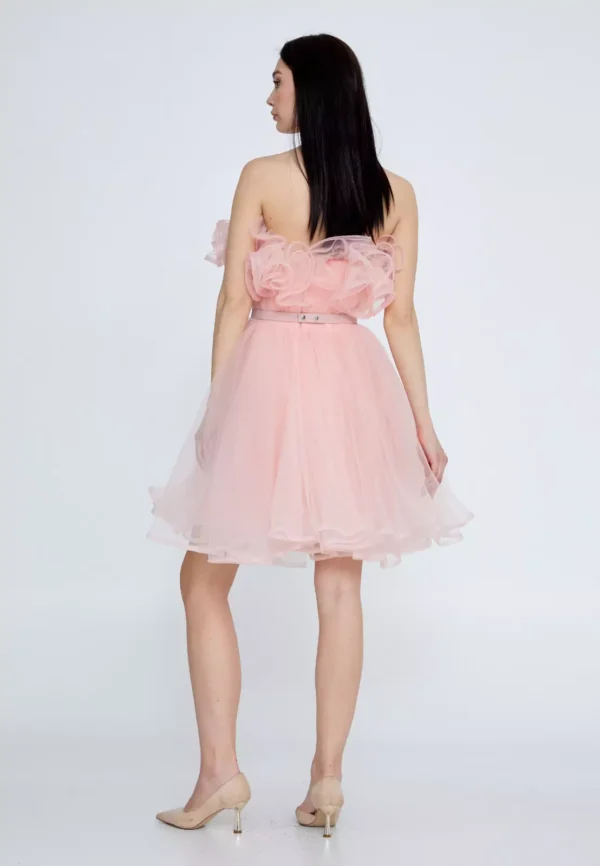 Mia – Ruffled Tulle Cocktail Dress Back Look