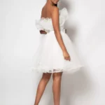 Mia – Ruffled Tulle Cocktail Dress White