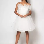 Mia – Ruffled Tulle Cocktail White Dress