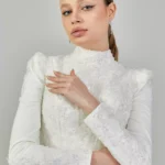 Sahra Long-Sleeved High-Neck Modest Wedding Gown