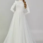Sahra – Long-Sleeved High-Neck Modest Wedding Gown