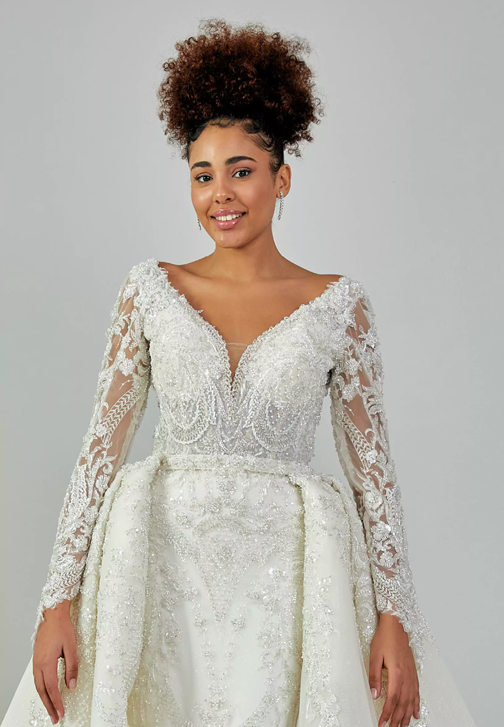 Zeenat – Ivory Bridal Gown with Long Lace Sleeves