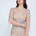 Zeria Glamorous Beaded Evening Gown