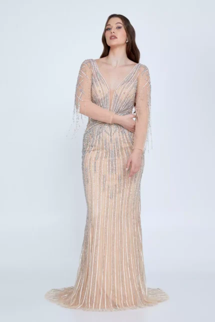 Zeria – Glamorous Beaded Evening Gown