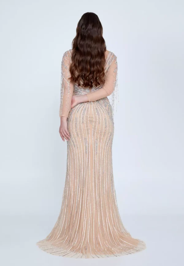 Zeria – Glamorous Beaded Evening Gown - Back Look